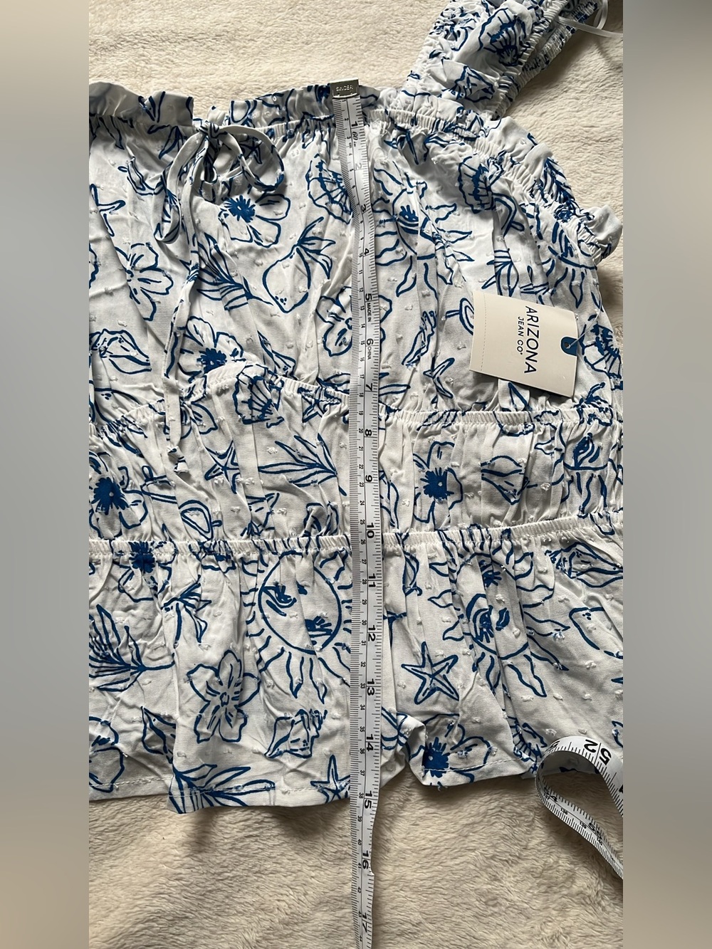 Arizona Jean Company White Tank Top with Blue Floral Printy - Picture 8 of 11